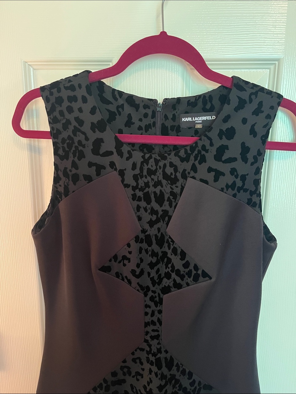 Karl Lagerfeld Velvet Leopard Fit & Flare Dress - Picture 2 of 9